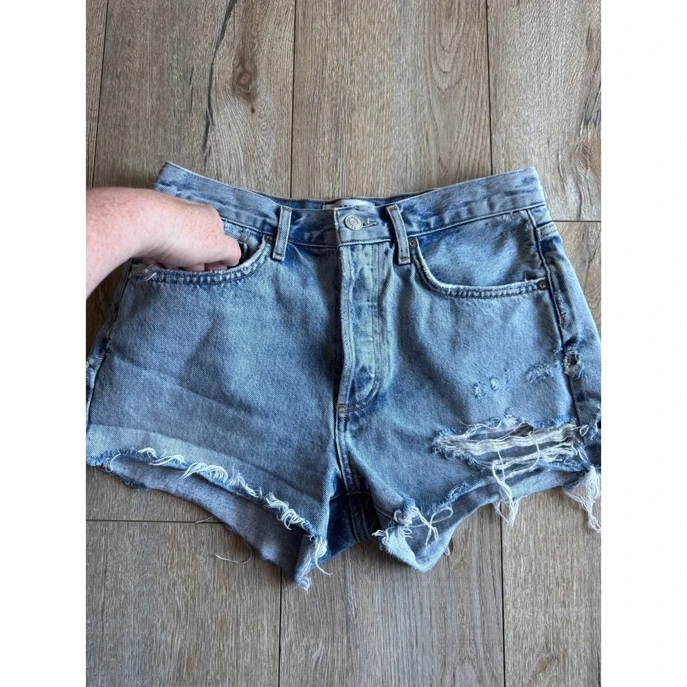 AGOLDE Parker Vintage Cotton Swapmeet Wash Distrssed Cut Off Jean Short Size 29
